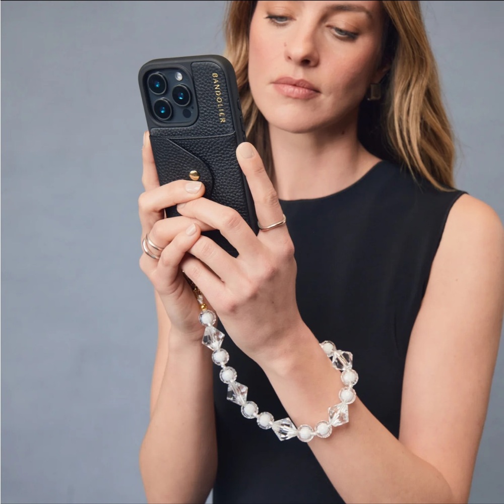 Bandolier Clear Beaded Phone Strap with Gold Accent - Picture 5 of 5